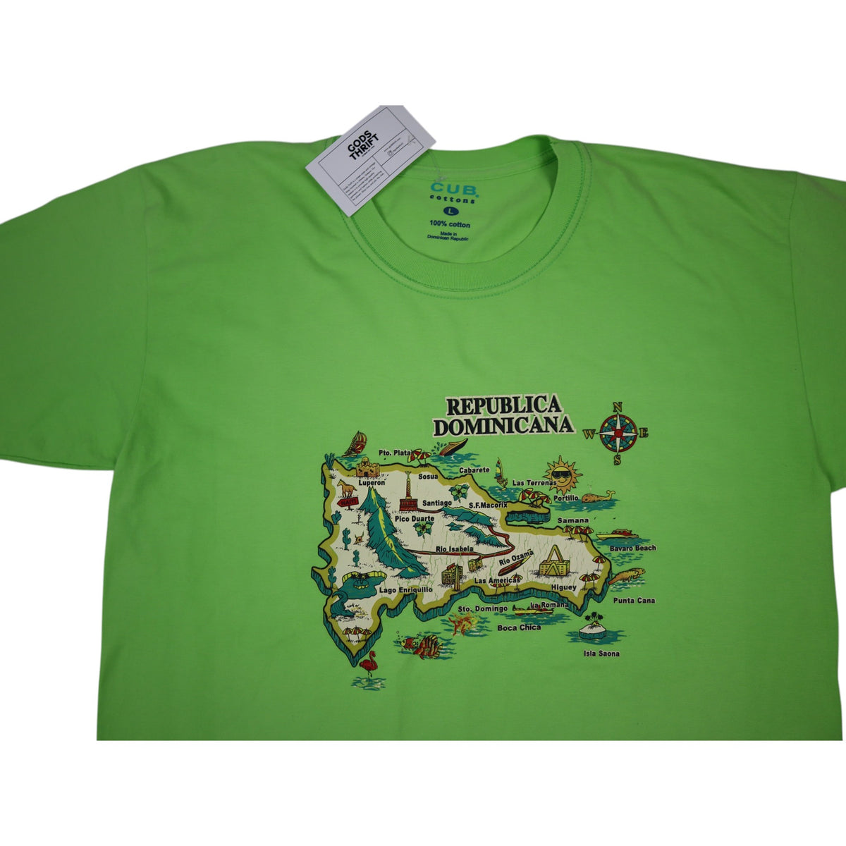 Vintage Dominican Republic Graphic Tee | Green | Size L