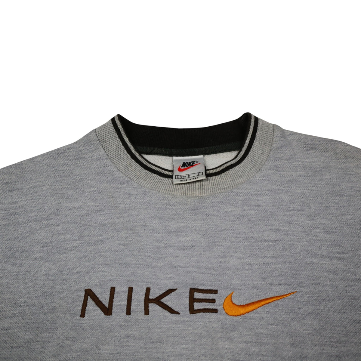 Vintage 90s Nike Spellout Crewneck | Grey | Size S