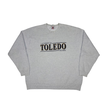 Vintage 90s Fruit of the Loom University of Toledo Crewneck | Grey Marl | Size XL