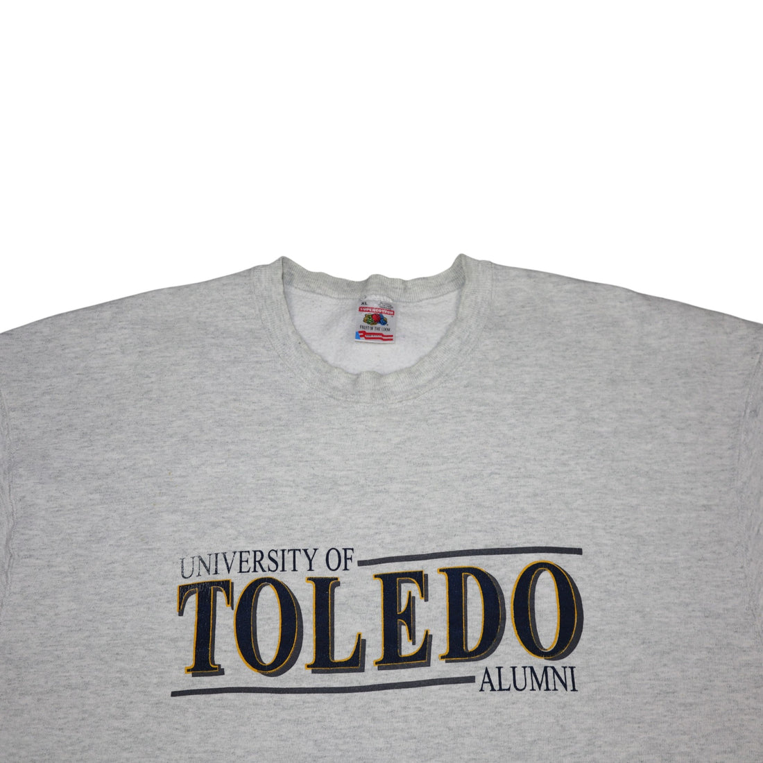 Vintage 90s Fruit of the Loom University of Toledo Crewneck | Grey Marl | Size XL