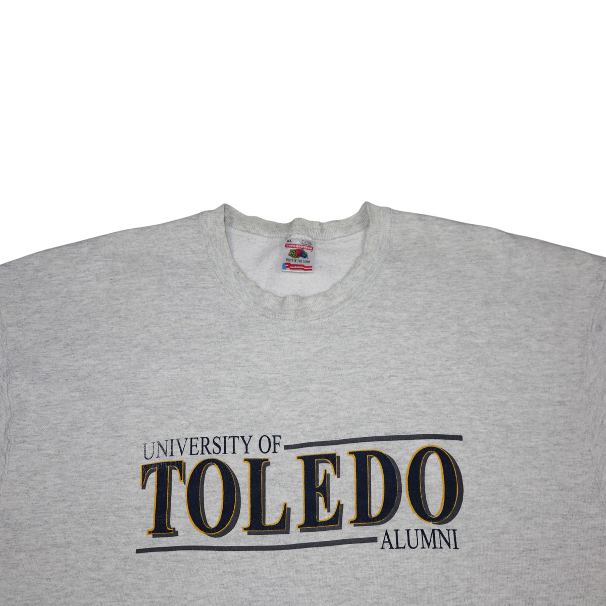 Vintage 90s Fruit of the Loom University of Toledo Crewneck | Grey Marl | Size XL