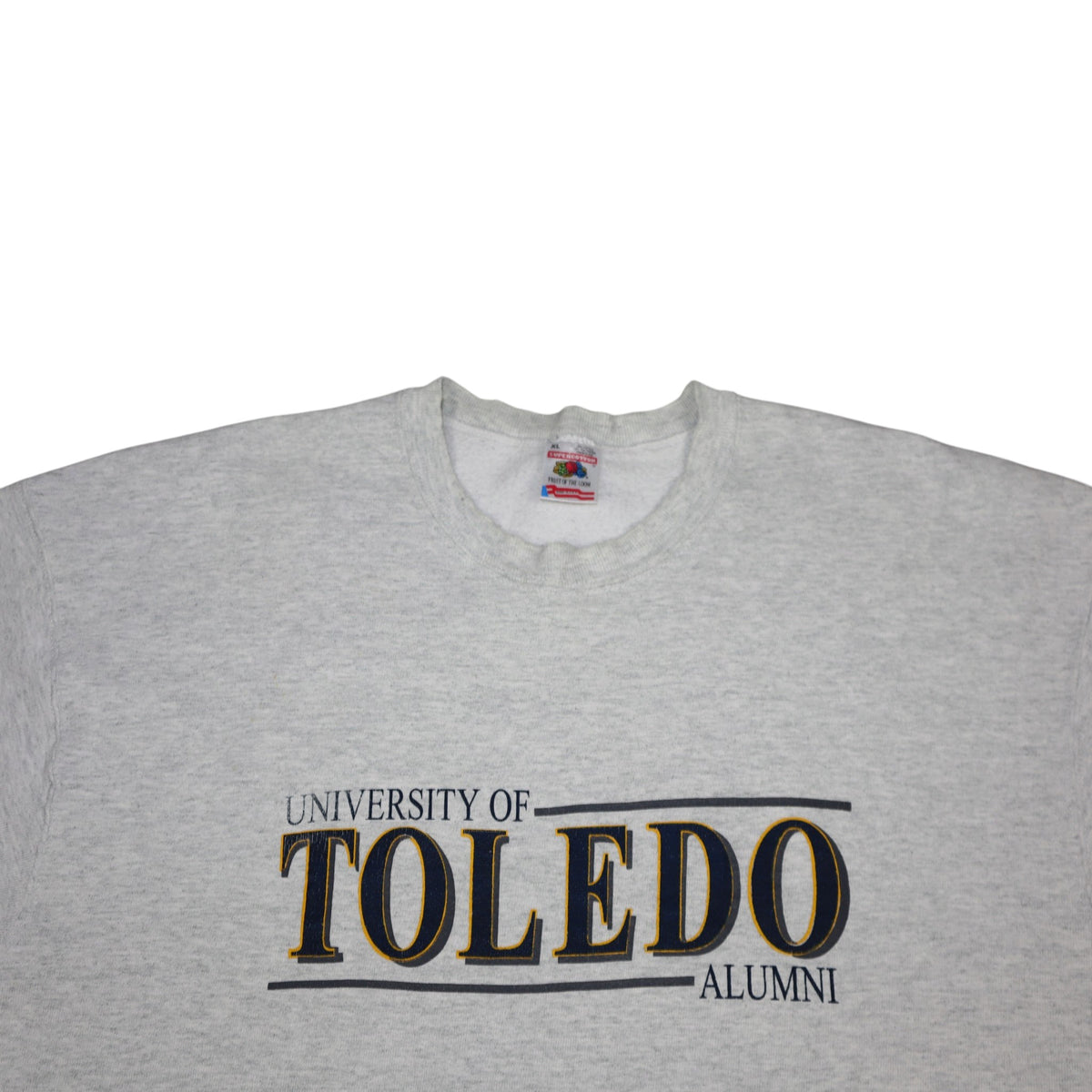 Vintage 90s Fruit of the Loom University of Toledo Crewneck | Grey Marl | Size XL