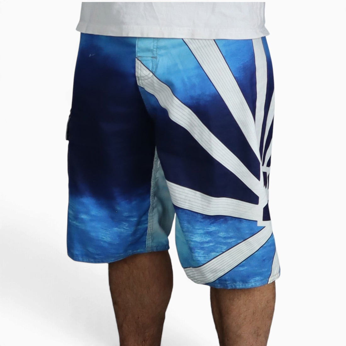Vintage Billabong Andy Irons Rising Sun Board Shorts - Swimshorts | Blue | Size W31
