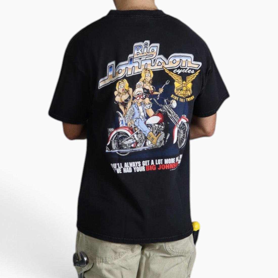Vintage 1998 "Big Johnson" T-shirt Black (L) - Gods Thrift Athens