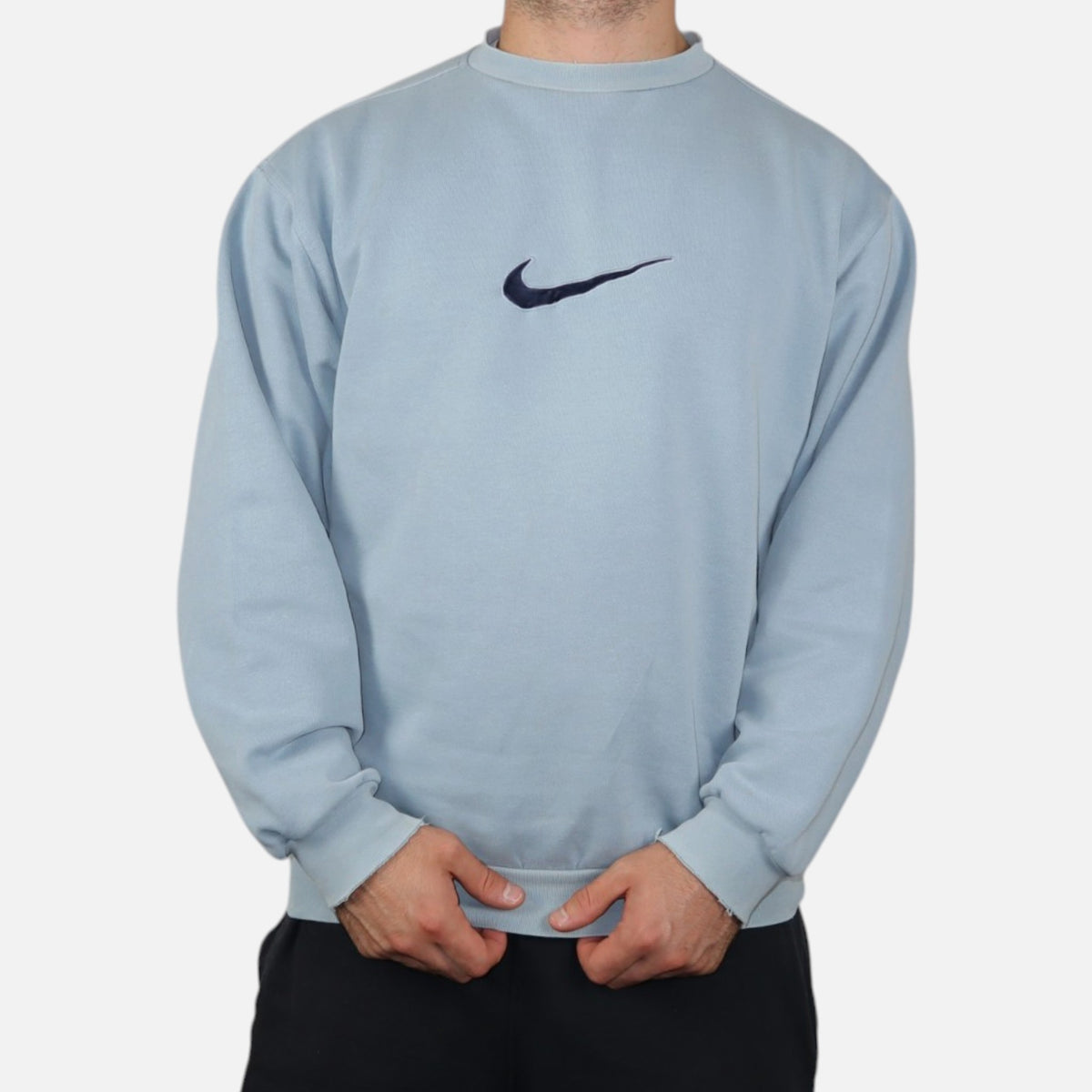Vintage 2000s Nike Center Swoosh Crewneck | Baby Blue | Size M