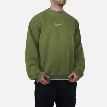 Vintage 2000s Nike Center Swoosh Crewneck | Olive Green | Size M