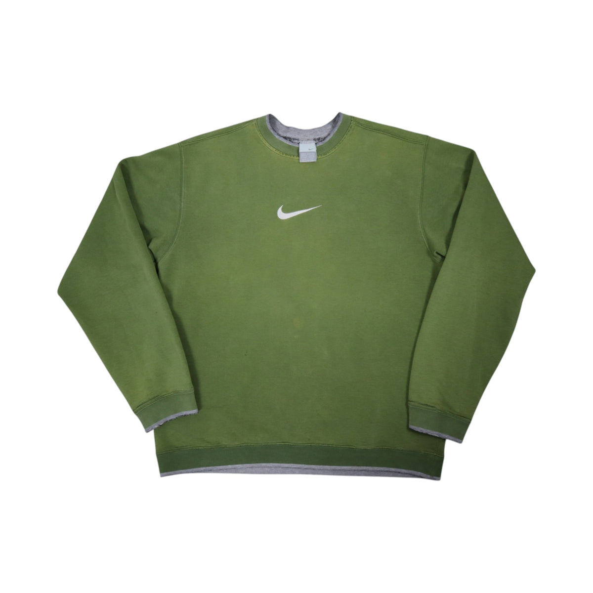 Vintage 2000s Nike Center Swoosh Crewneck | Olive Green | Size M