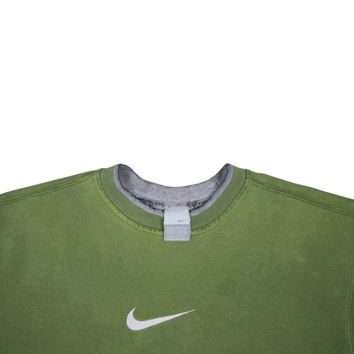 Vintage 2000s Nike Center Swoosh Crewneck | Olive Green | Size M