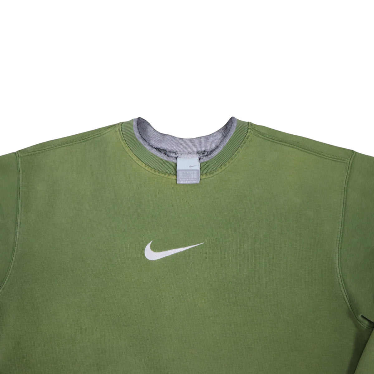 Vintage 2000s Nike Center Swoosh Crewneck | Olive Green | Size M
