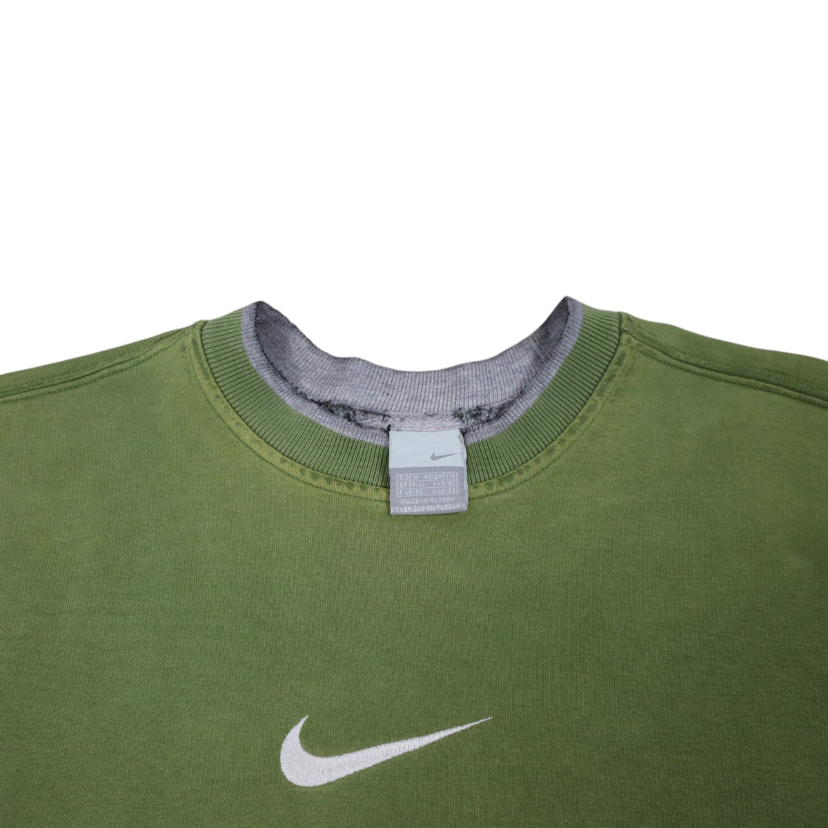 Vintage 2000s Nike Center Swoosh Crewneck | Olive Green | Size M
