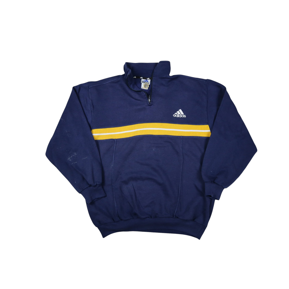 Vintage 90s Adidas Buggy Quarter Zip Sweatshirt | Navy | Size M