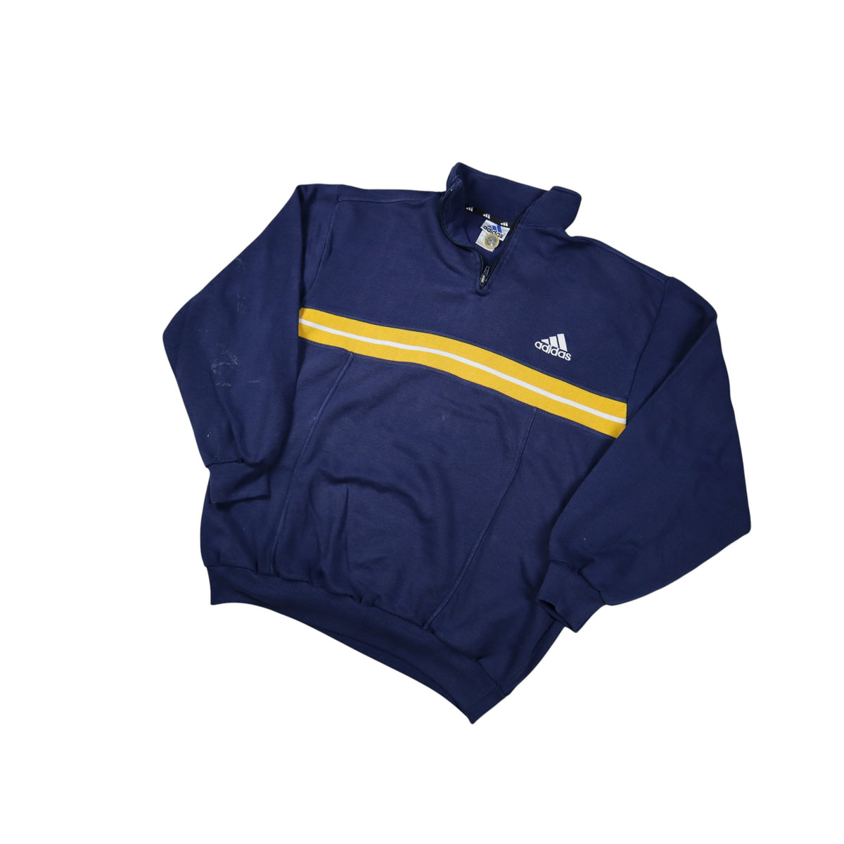 Vintage 90s Adidas Buggy Quarter Zip Sweatshirt | Navy | Size M
