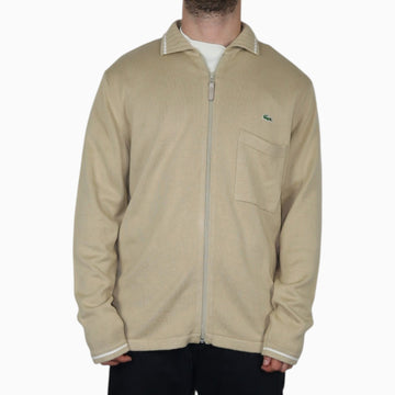 Vintage Lacoste Zip Knit Cardigan | Beige | Size L
