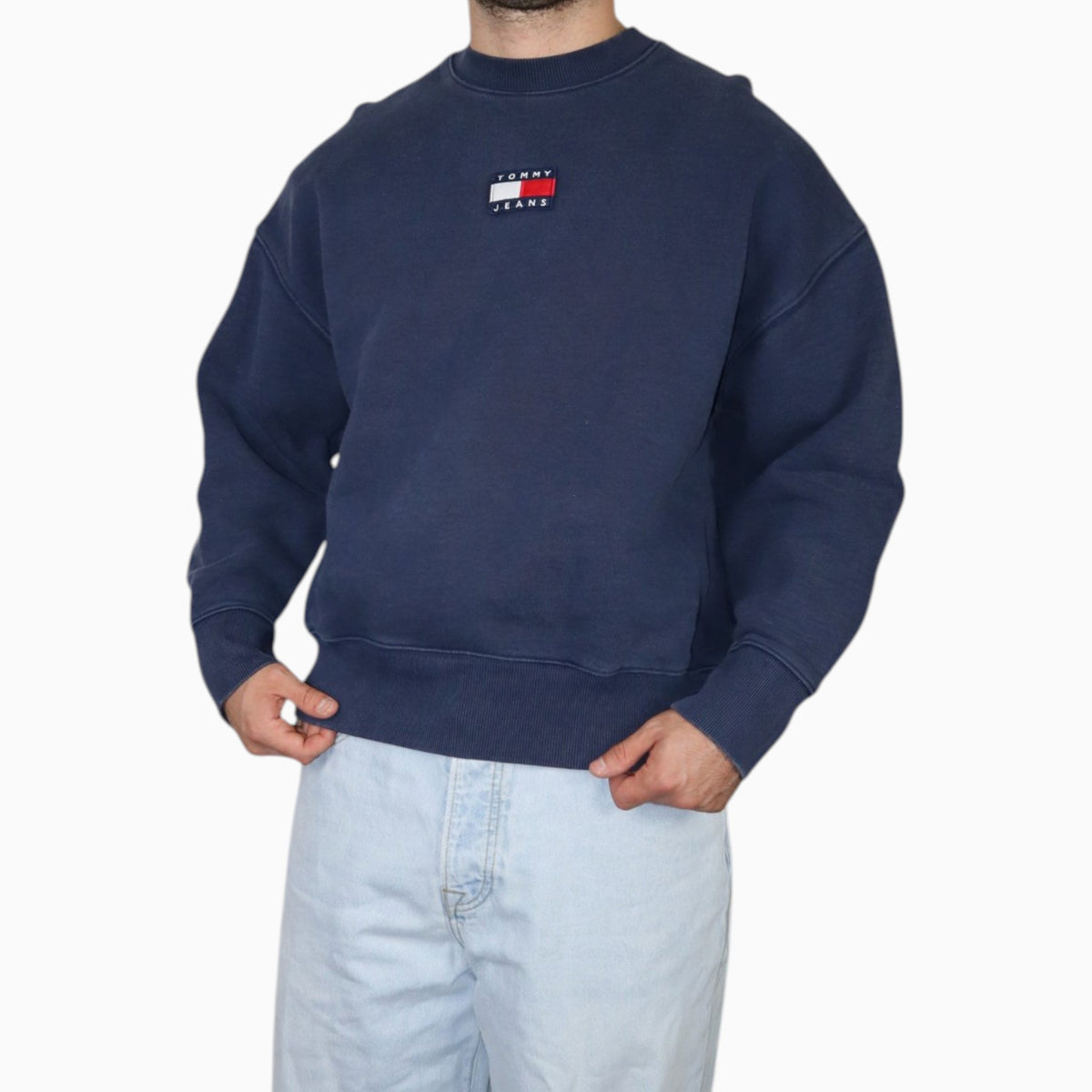 Vintage Tommy Jeans Boxy Heavyweight Crewneck | Navy | Size S