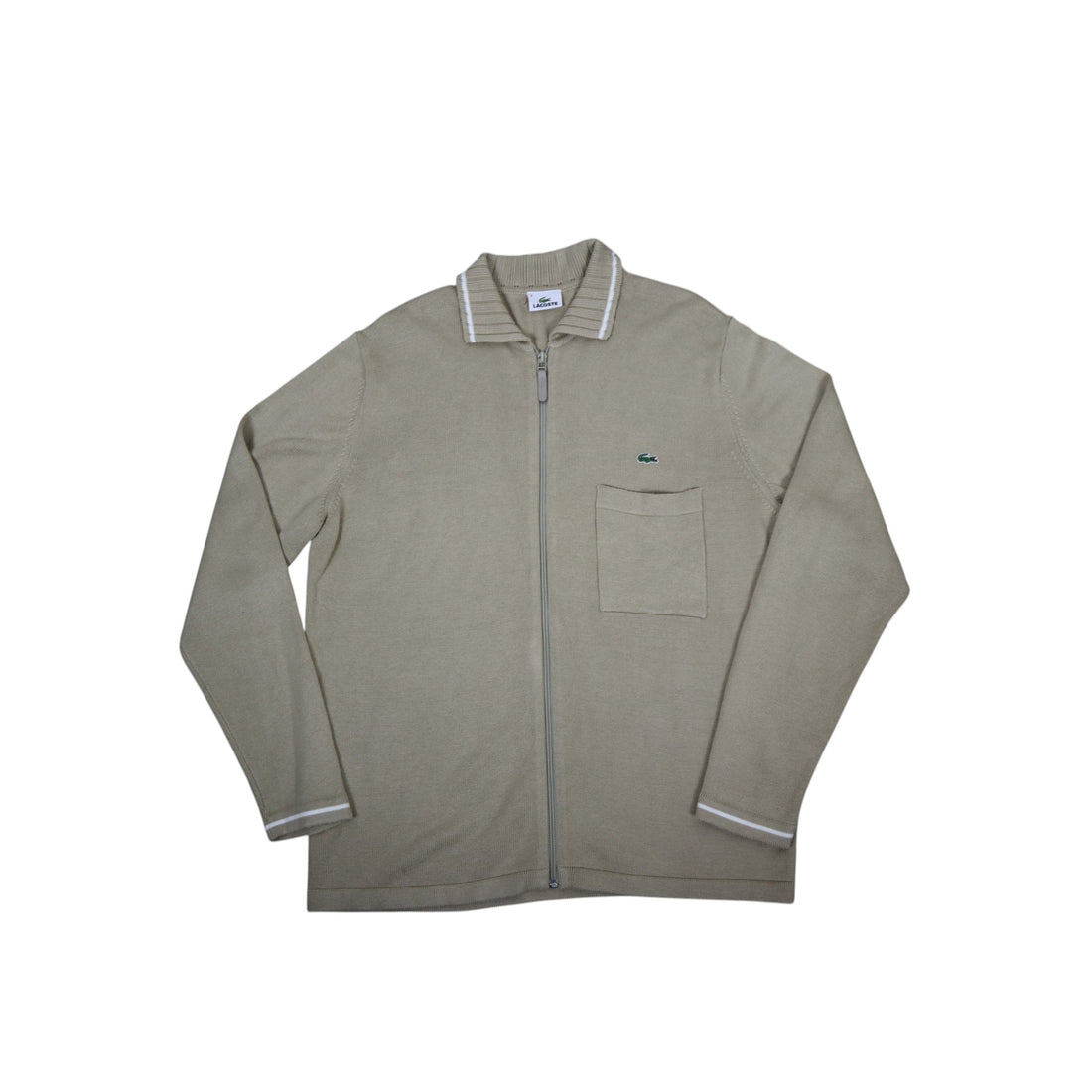 Vintage Lacoste Zip Knit Cardigan | Beige | Size L