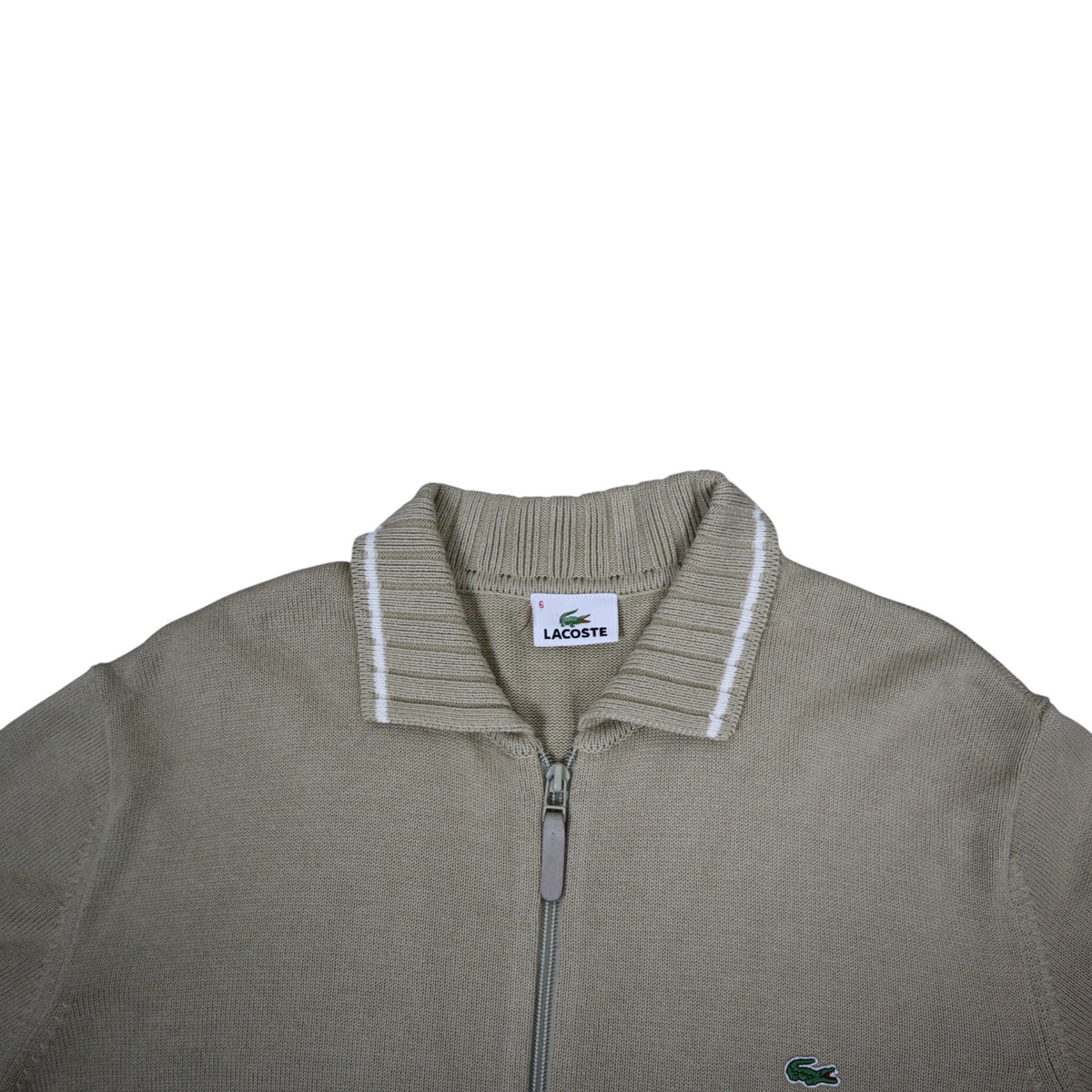 Vintage Lacoste Zip Knit Cardigan | Beige | Size L