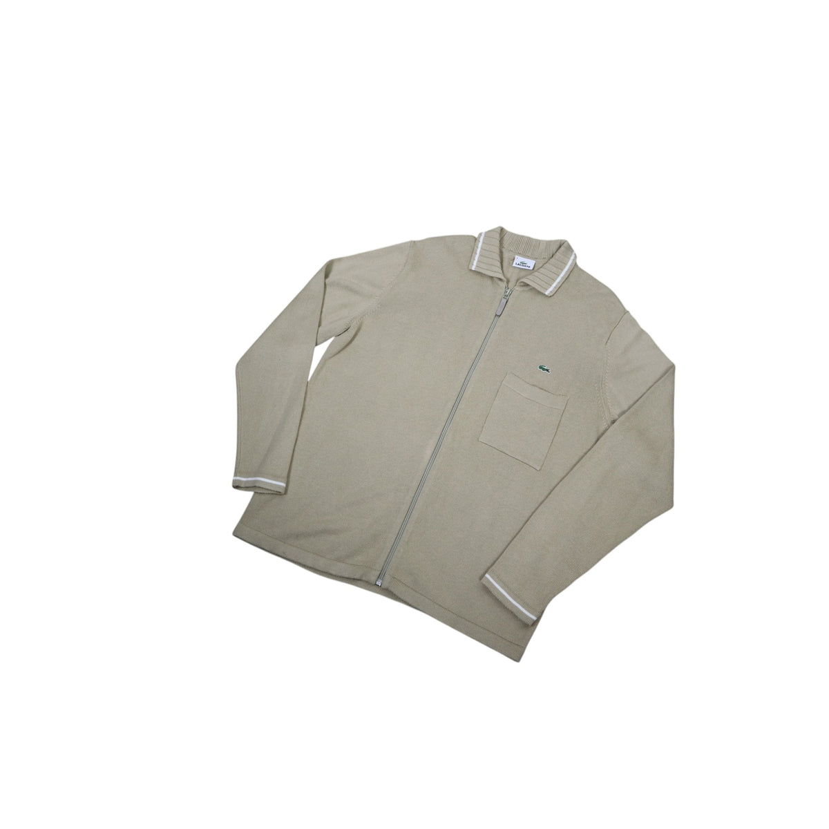 Vintage Lacoste Zip Knit Cardigan | Beige | Size L