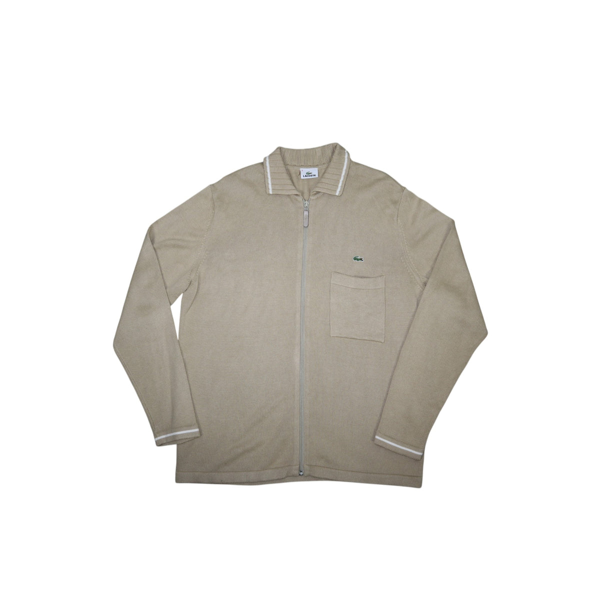 Vintage Lacoste Zip Knit Cardigan | Beige | Size L
