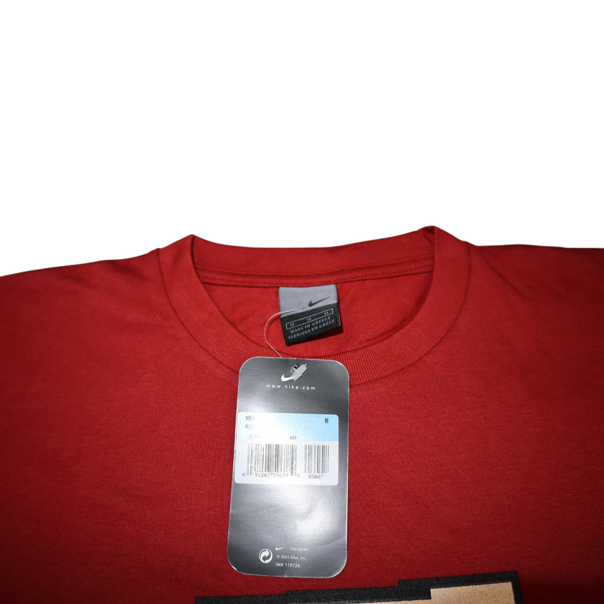 Vintage 2001 Nike Running Tee | Deep Red | Size M | Made in Greece