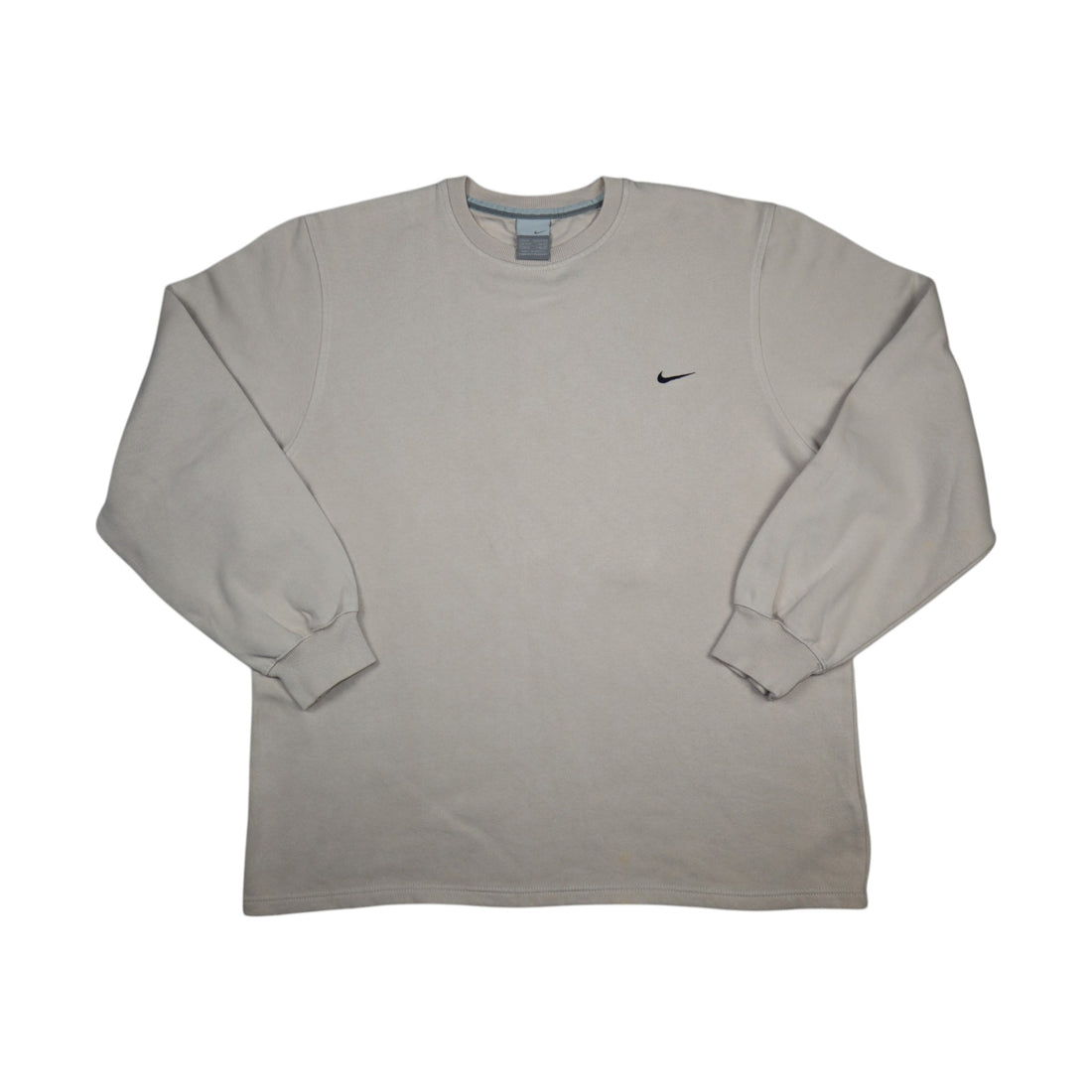 Vintage 2000s Nike Mini Swoosh Crewneck | Cream | Size M | Made in Greece