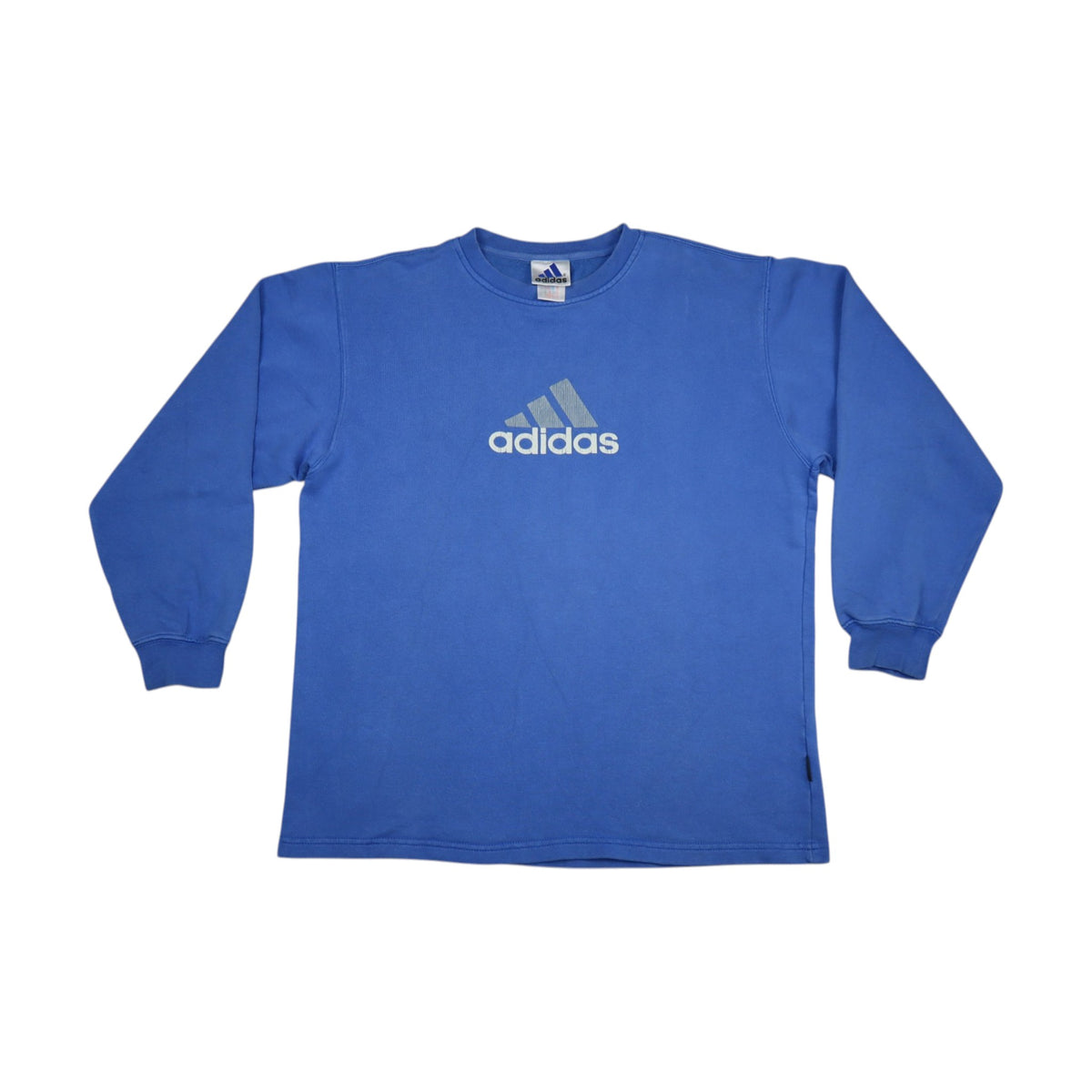 Vintage 90s Adidas Centre Logo Crewneck | Sky Blue | Size S