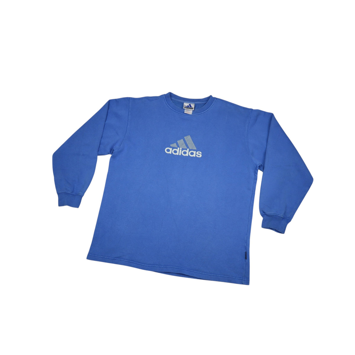 Vintage 90s Adidas Centre Logo Crewneck | Sky Blue | Size S
