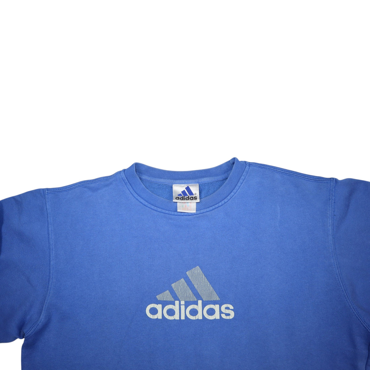 Vintage 90s Adidas Centre Logo Crewneck | Sky Blue | Size S