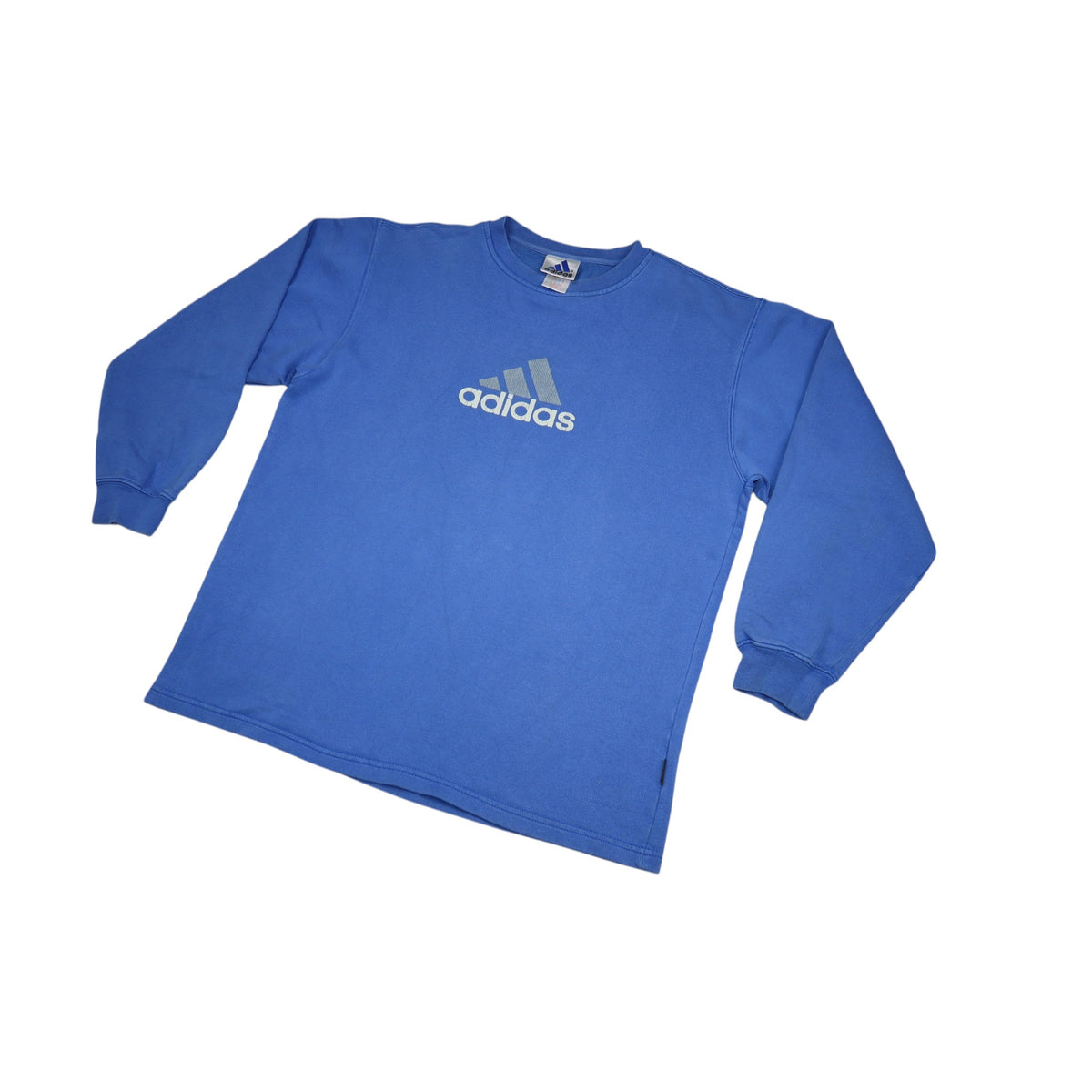 Vintage 90s Adidas Centre Logo Crewneck | Sky Blue | Size S