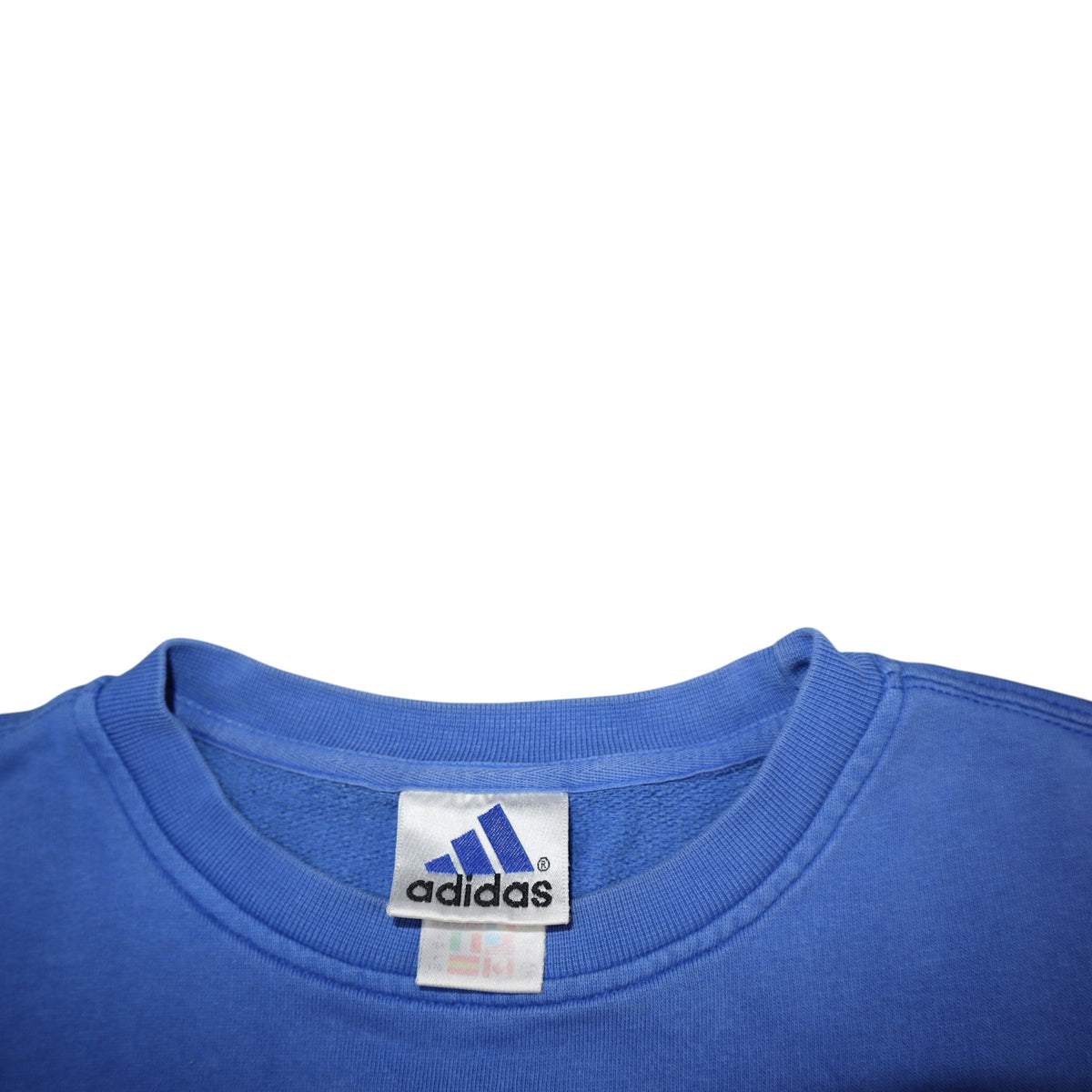 Vintage 90s Adidas Centre Logo Crewneck | Sky Blue | Size S