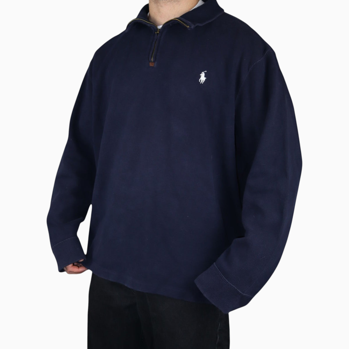 Vintage Polo Ralph Lauren Quarter-Zip Sweatshirt | Navy | Size XL