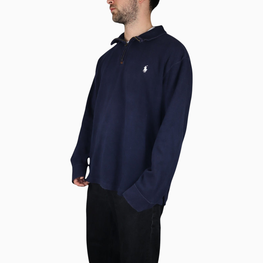 Vintage Polo Ralph Lauren Quarter-Zip Sweatshirt | Navy | Size XL