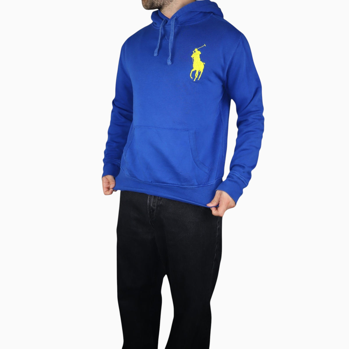Vintage Polo Ralph Lauren Big Pony Hoodie | Blue & Yellow | Size M