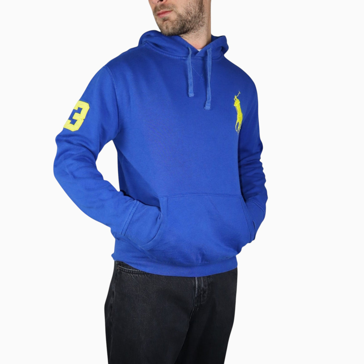Vintage Polo Ralph Lauren Big Pony Hoodie | Blue & Yellow | Size M