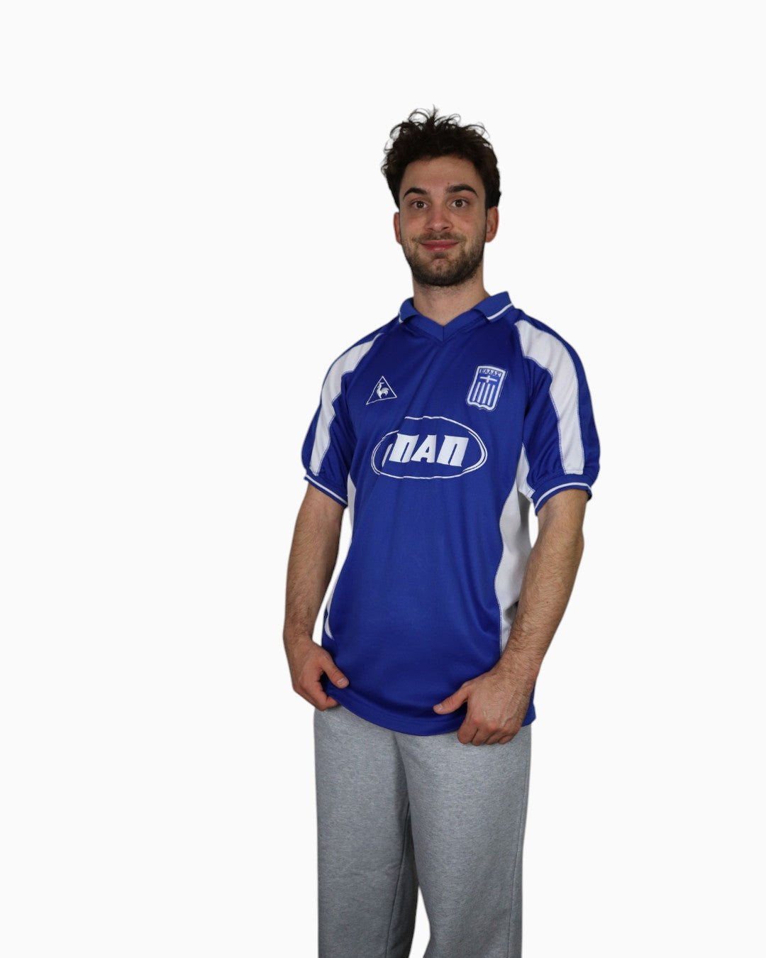 Vintage 2002 Le Coq Sportif Greece Football Jersey | Blue & White | Size L