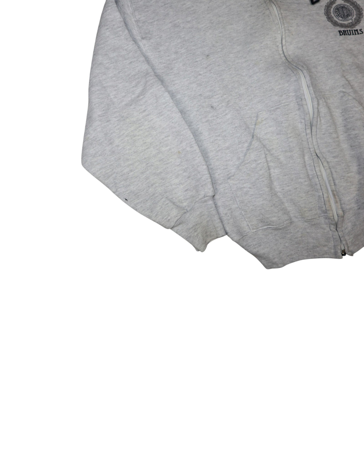 Vintage Russell Athletic UCLA Bruins zip up hoodie, grey, flat lay detail