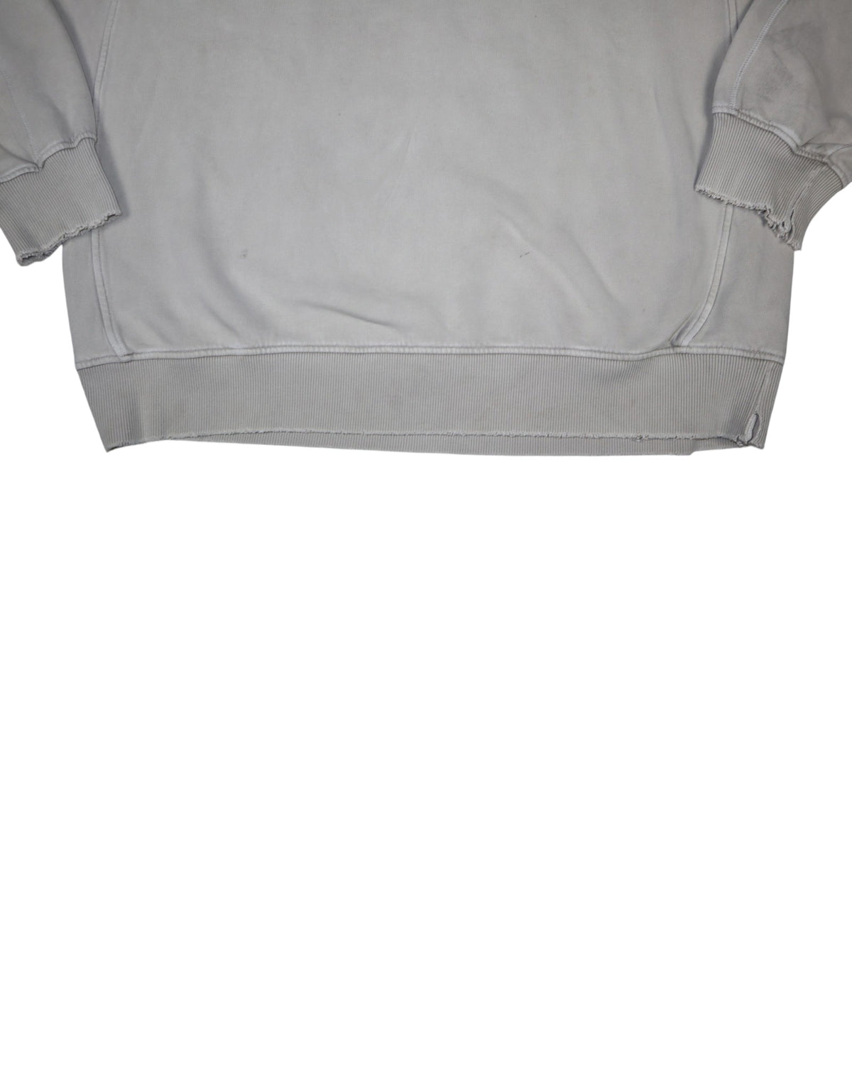 Vintage Nike distressed center swoosh crewneck, cream, flat lay detail