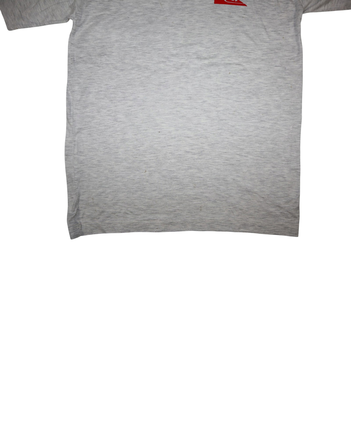 Vintage Quiksilver heavyweight tee, grey marl, flat lay detail