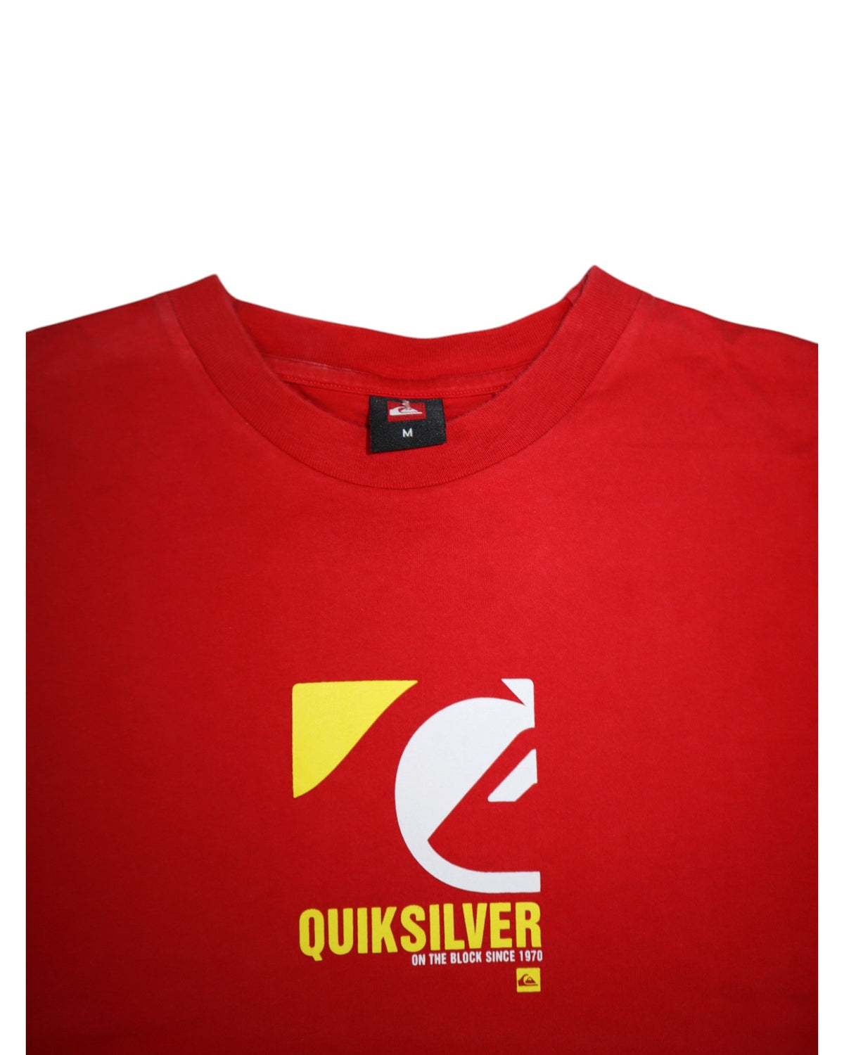 Vintage Quiksilver heavyweight tee, red, flat lay detail