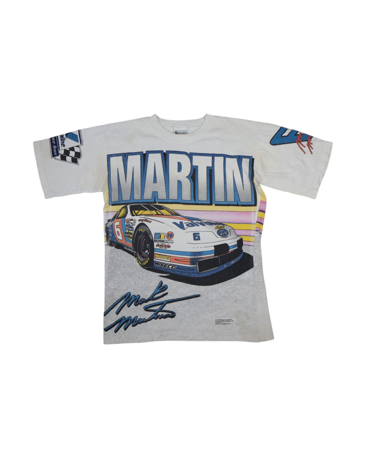 Vintage 1994 NASCAR Mark Martin Valvoline tee, flat lay