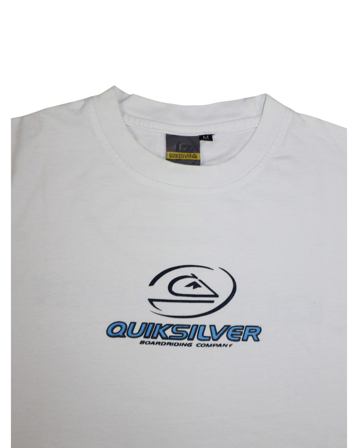 Vintage 2000s Quiksilver tee, white, flat lay detail
