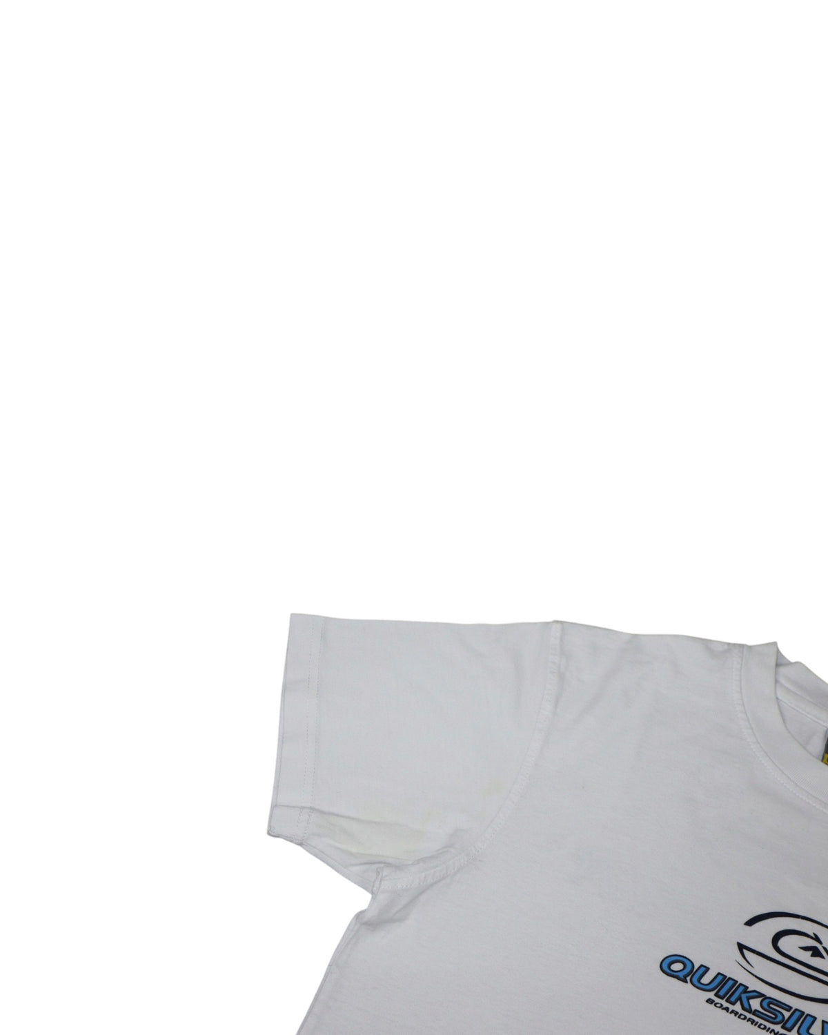 Vintage 2000s Quiksilver tee, white, flat lay detail