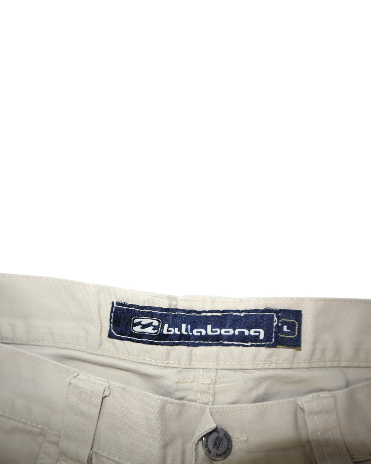 Vintage Billabong cotton pants, beige, flat lay detail