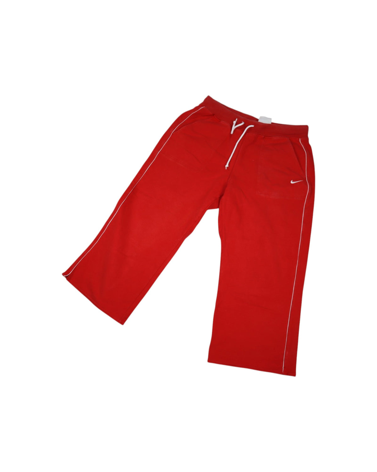 Vintage 2000s Nike capri trackpants, red, flat lay detail