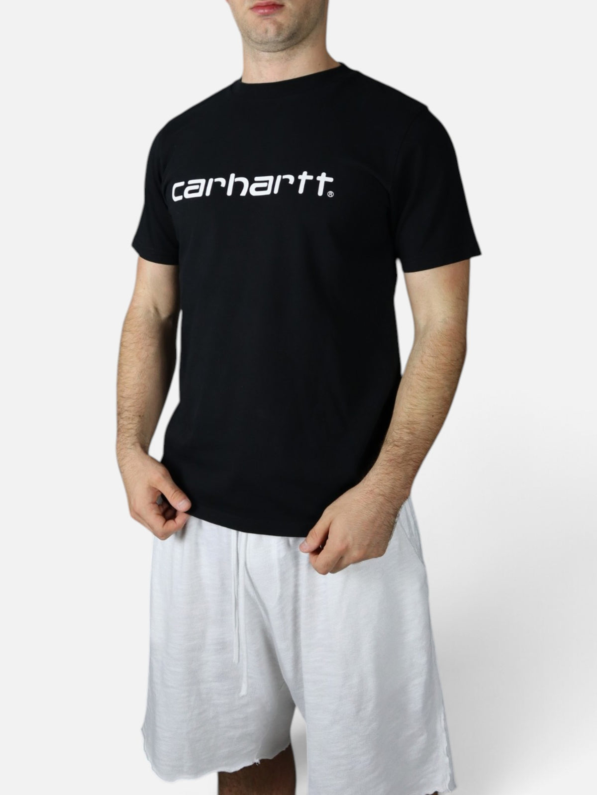 Carhartt WIP Script tee, black, worn front