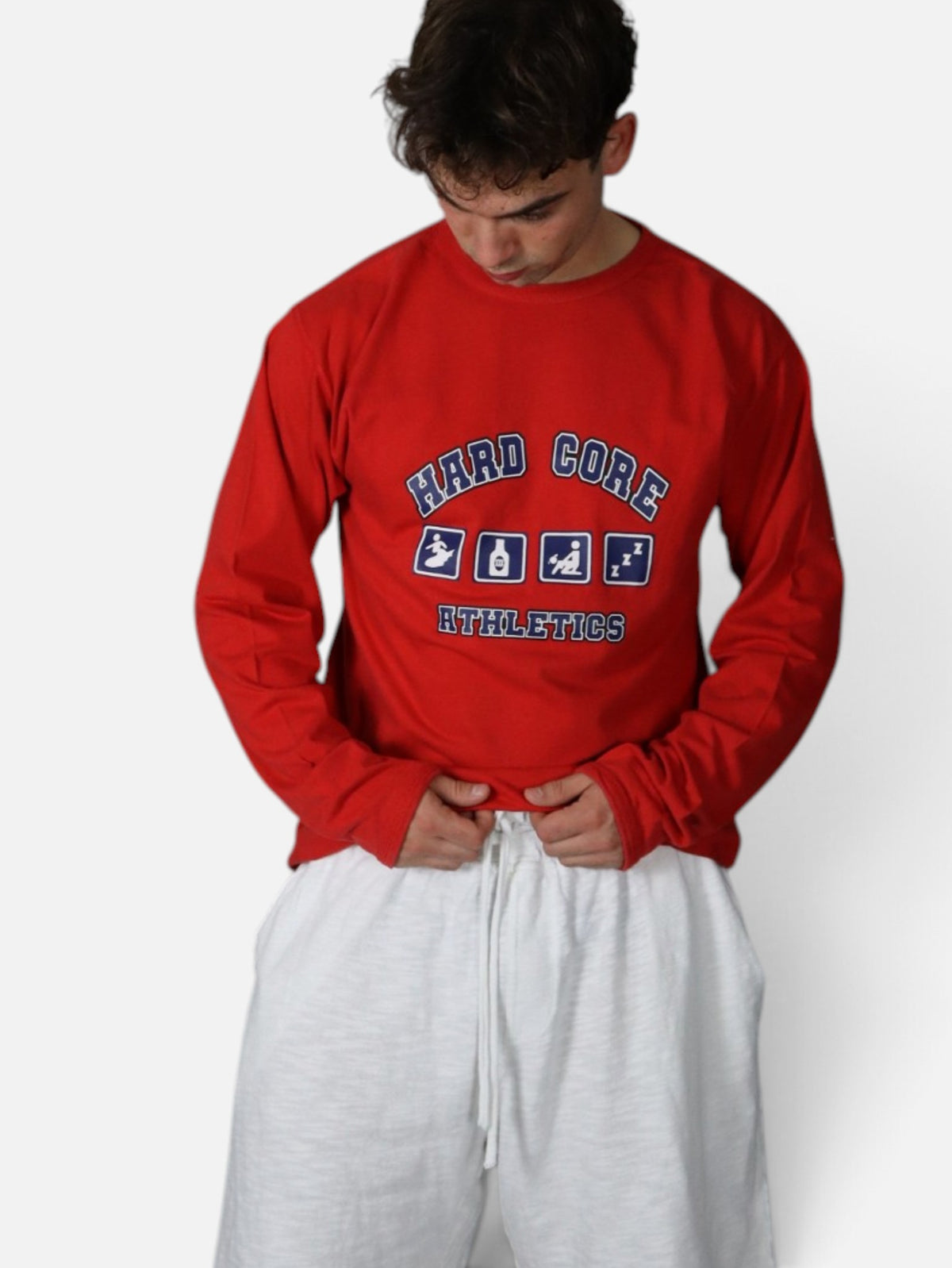 Vintage Hard Core Athletics long sleeve tee, red, worn