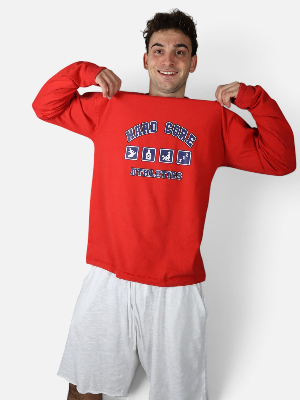 Vintage Hard Core Athletics long sleeve tee, red, worn