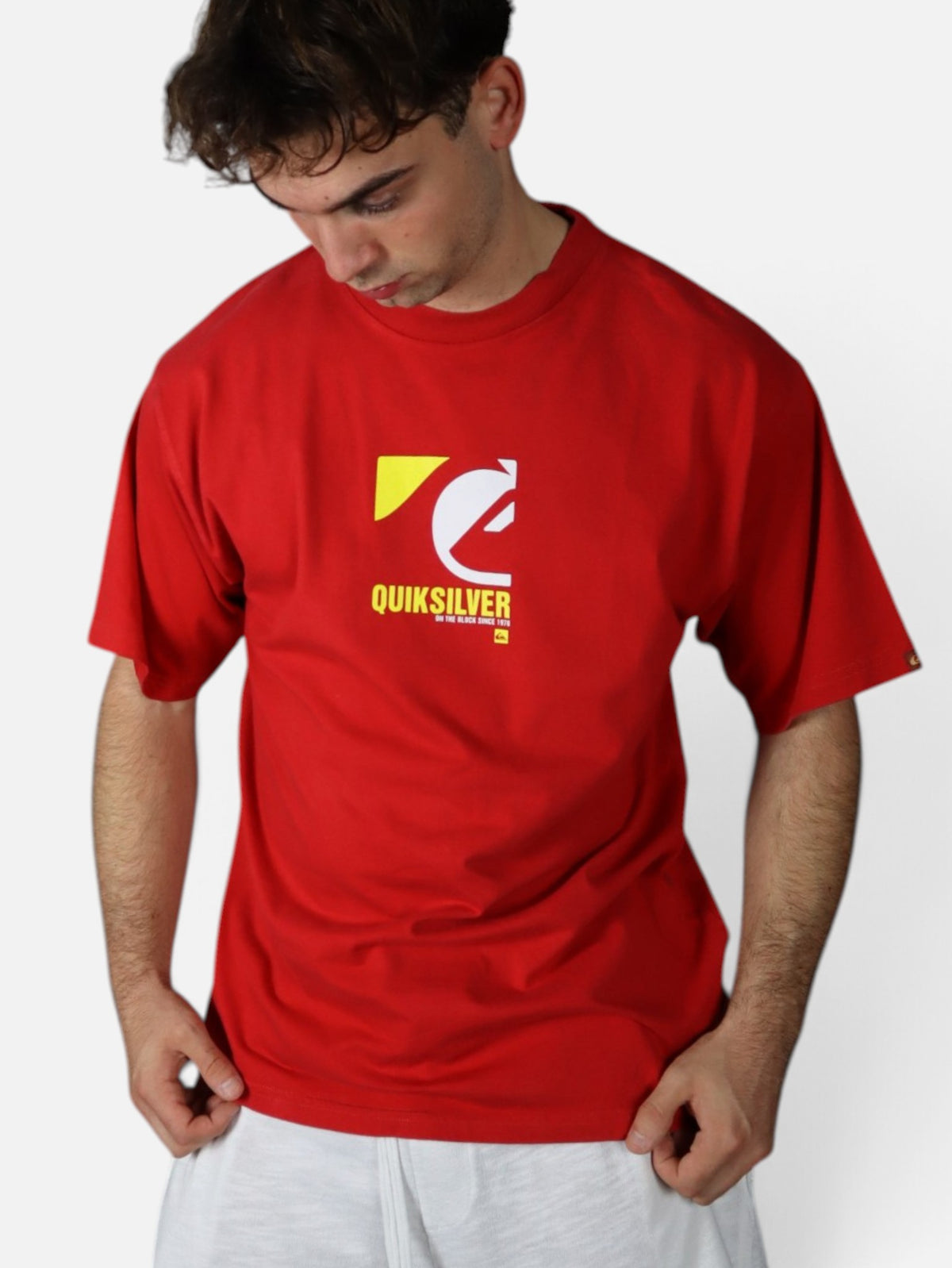 Vintage Quiksilver heavyweight tee, red, worn front