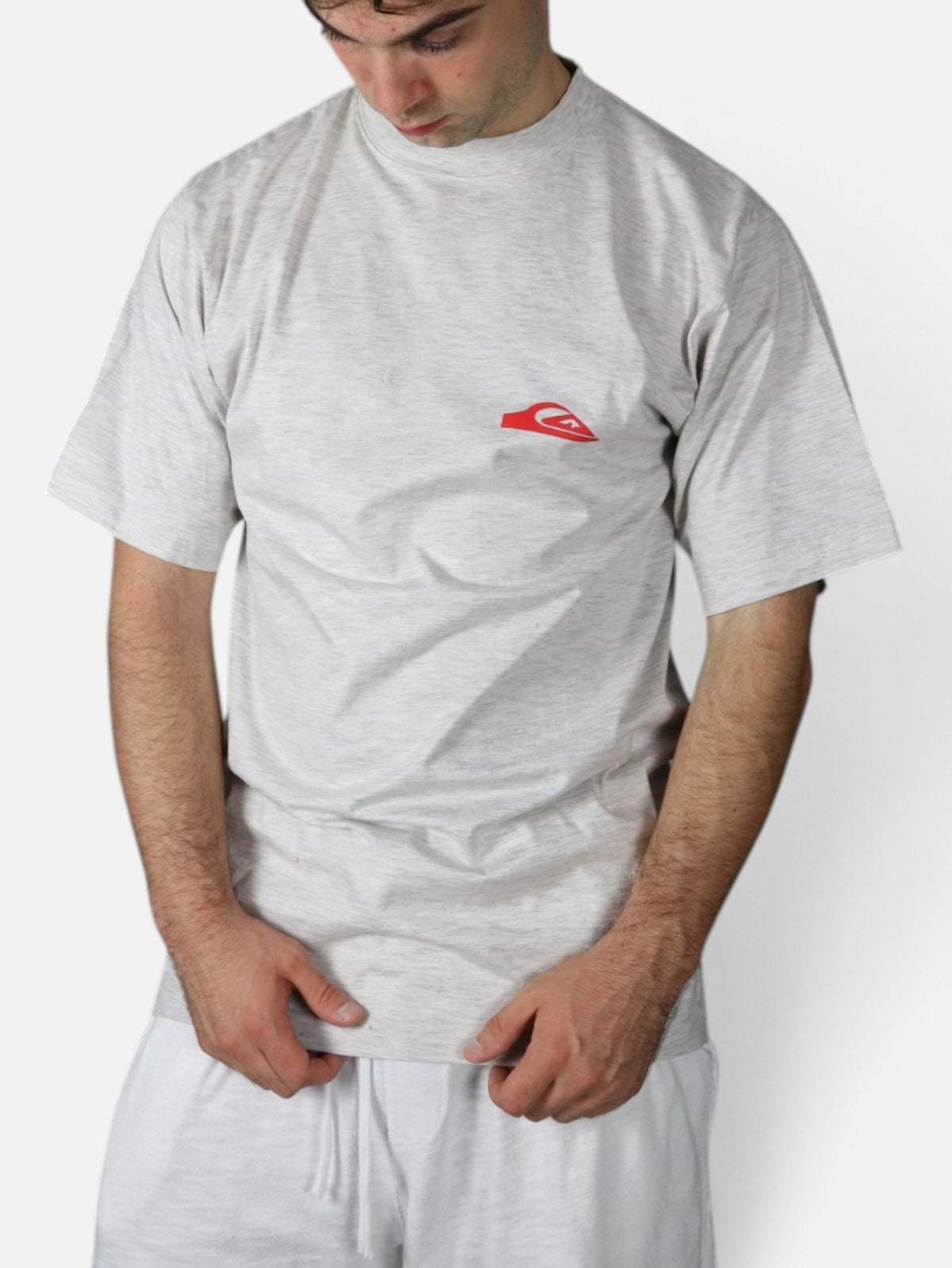 Vintage Quiksilver heavyweight tee, grey marl, worn front