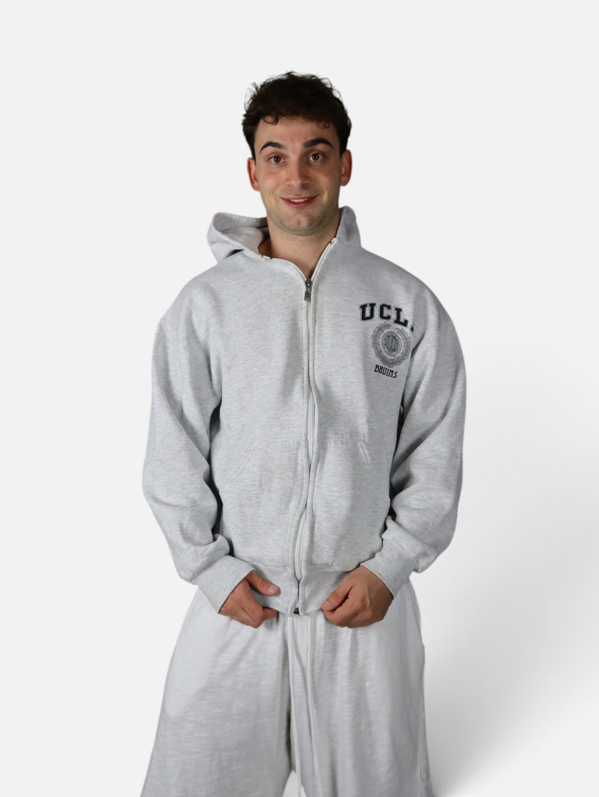 Vintage Russell Athletic UCLA Bruins zip up hoodie, grey, worn front