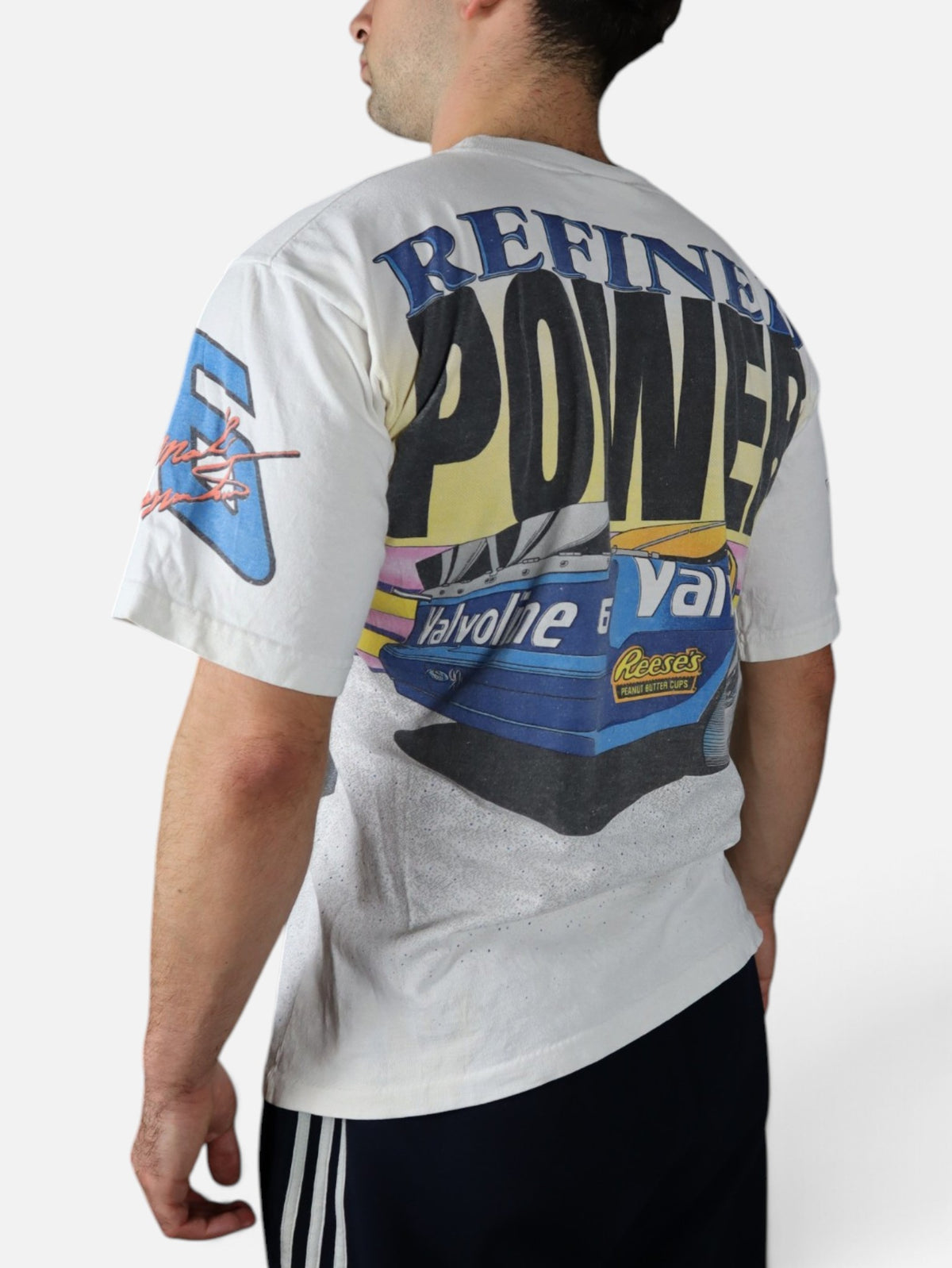 Vintage 1994 NASCAR Mark Martin Valvoline tee, worn back detail